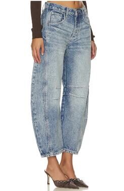 Free People x We The Free Good Luck Mid Rise Barrel Jeans Sz 28